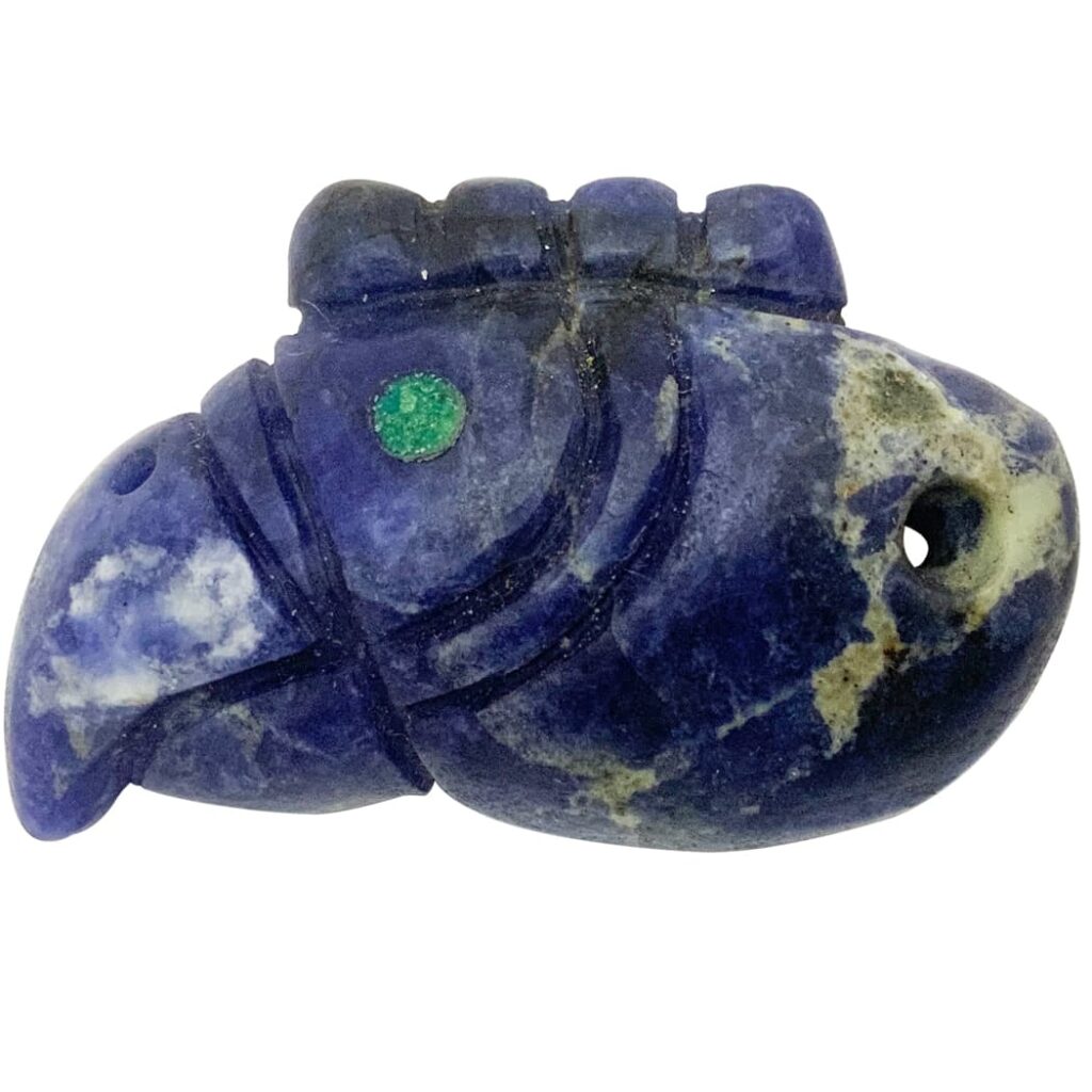 peruvian handcarved sodalite stone pendant