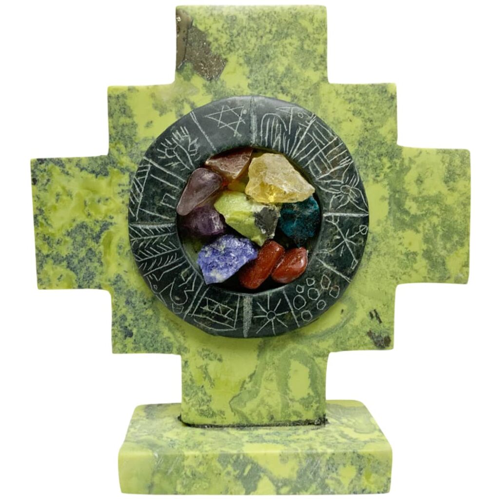 Hand Carved Serpentine Stone (7 Chakras Chakana)